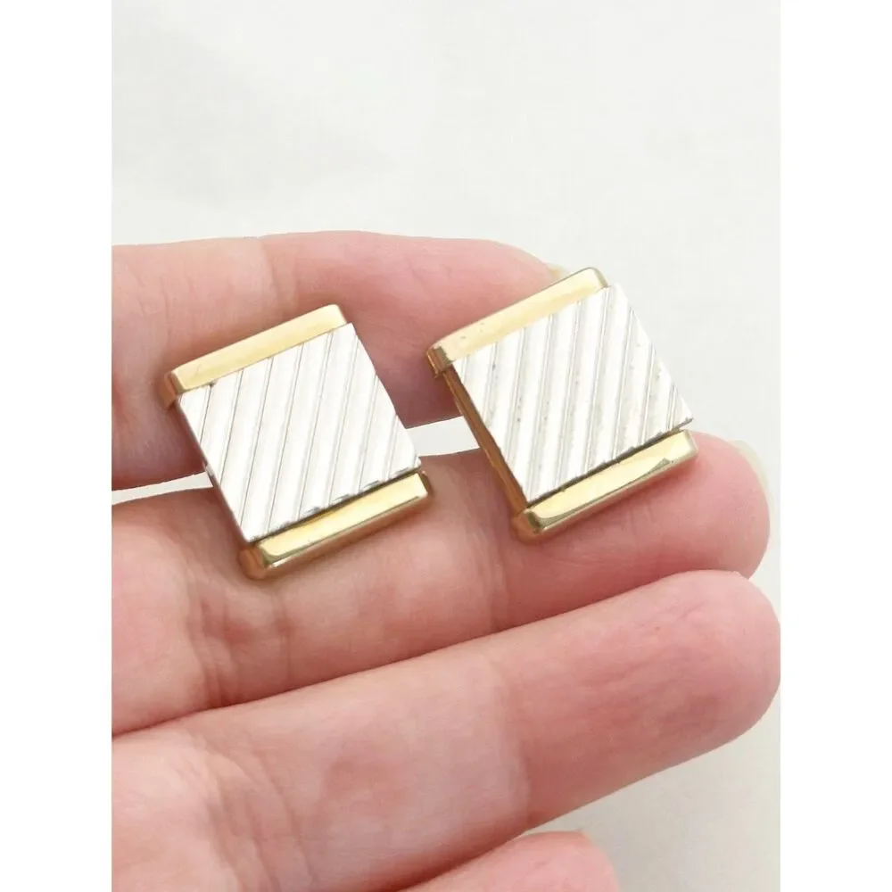 Vintage Swank Two Tone Silver and Gold Tone Cufflinks MCM